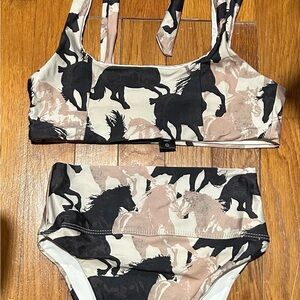Beach Riot Horse Print Bikini - Black and Tan